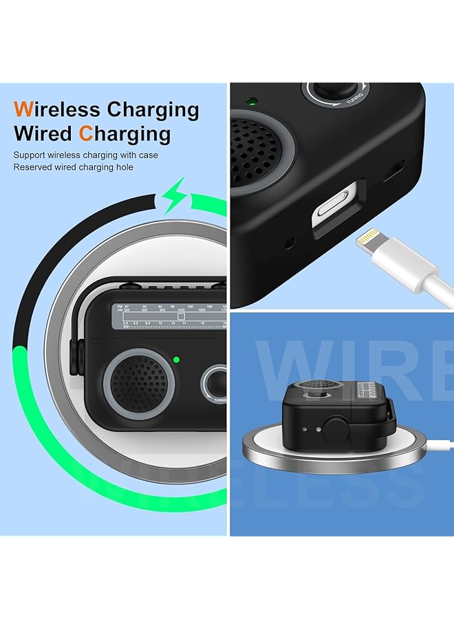 erorex Retro Radio Case Compatible With Airpods Pro 2Nd Generation Case Cover Compatible With Airpods Pro 2 Case Silicone Soft Protective Shockproof Full Protection Cover For Women Men Black - Image 2