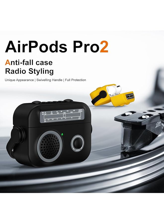 erorex Retro Radio Case Compatible With Airpods Pro 2Nd Generation Case Cover Compatible With Airpods Pro 2 Case Silicone Soft Protective Shockproof Full Protection Cover For Women Men Black - Image 5
