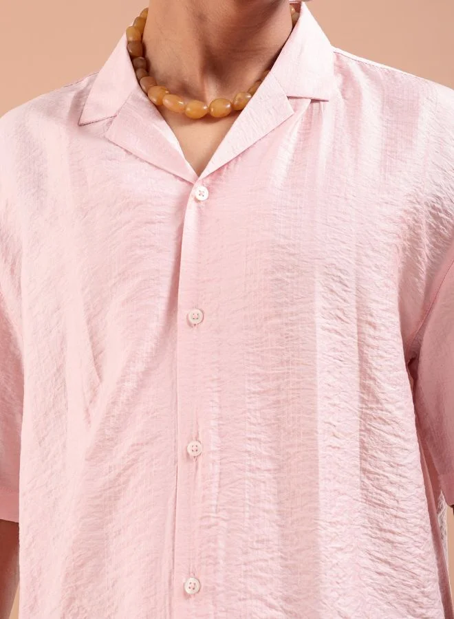 The Indian Garage Co Men Relaxed Fit Striped Half Sleeves Cuban Collar Resort Wear Shirt