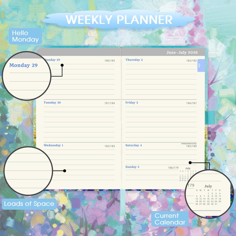 Artfan Pocket Planner 2026-2027 - Pocket Calendar 2026-2027, Jul.2026 - Jun.2027, 26-27 Pockets Planner Weekly and Monthly, 3.93''Ã—6.29''- Oil Painting - Image 4