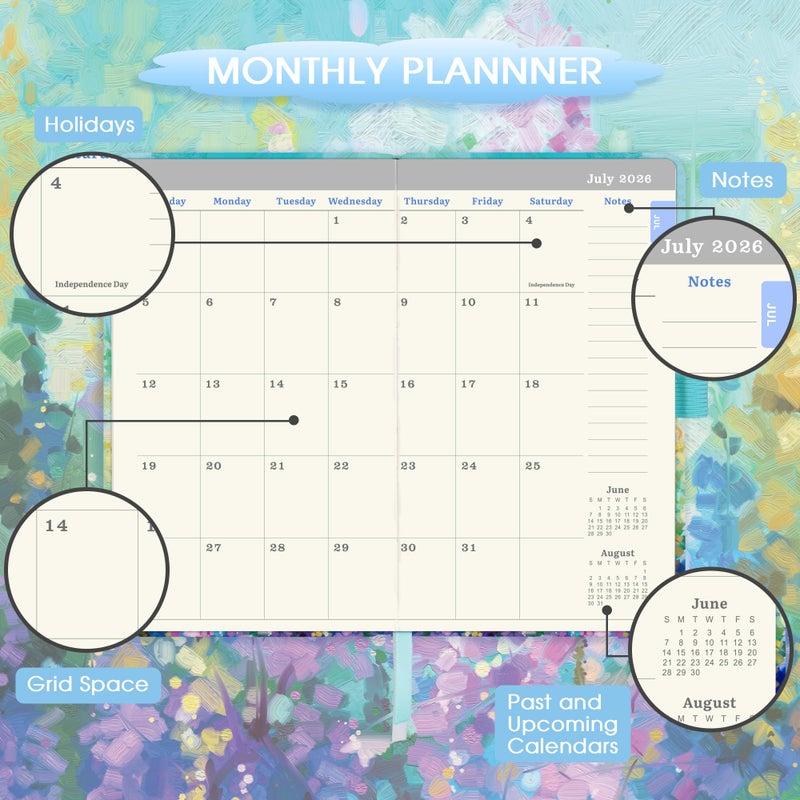 Artfan Pocket Planner 2026-2027 - Pocket Calendar 2026-2027, Jul.2026 - Jun.2027, 26-27 Pockets Planner Weekly and Monthly, 3.93''Ã—6.29''- Oil Painting - Image 3
