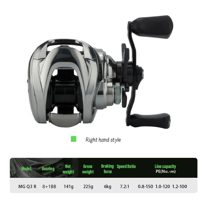 Deukio DC Baitcasting Reel, Magnesium Alloy Body 7.2:1 8+1BB Electronic Brake Fishing Reel Electronic Brake Band, Q3-Right - Image 1