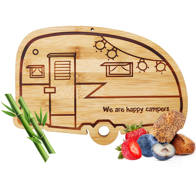 Happy Camper Bamboo Cutting BoardRetro RV Engraved Camping Cutting Board Camper Decor RV Gift for CoupleCampingHousewarmingParty Small