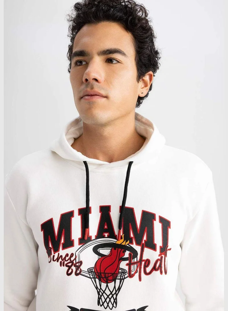 DeFacto Man NBA Miami Heat Licenced Hooded Long Sleeve Knitted Sweatshirt