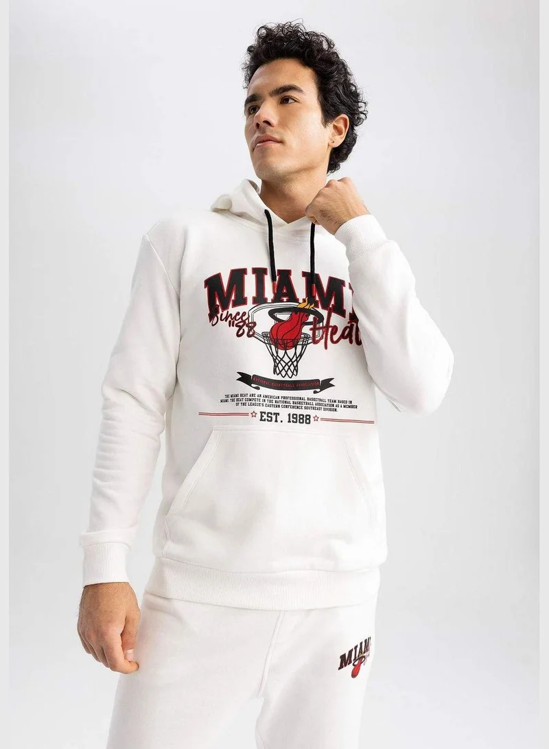 DeFacto Man NBA Miami Heat Licenced Hooded Long Sleeve Knitted Sweatshirt