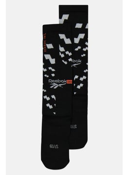 Reebok Men 1 Pair Printed Crew Socks, Black/White  - Image 2