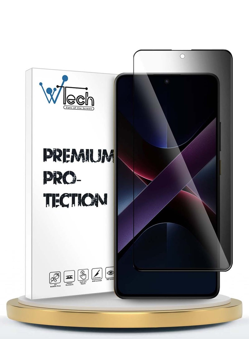Wtech Xiaomi Poco X7 Pro 5G 2025 Premium E2E Series Privacy Full Glue Full Cover Tempered Glass Screen Protector (MSGECP) - Clear/Black - Image 1