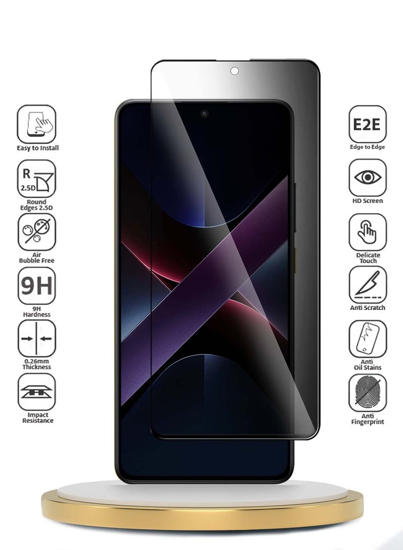 Wtech Xiaomi Poco X7 Pro 5G 2025 Premium E2E Series Privacy Full Glue Full Cover Tempered Glass Screen Protector (MSGECP) - Clear/Black - Image 2