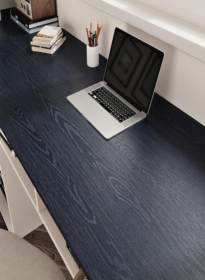 WESTICK 394" x 15.75" Wood Contact Paper Peel and Stick Countertops Wood Wallpaper Textured Navy Blue Wooden Wallpaper Self Adhesive Wood Look Contact Paper for Desk Cabinets RV Accent Wall Vinyl Roll - Image 2