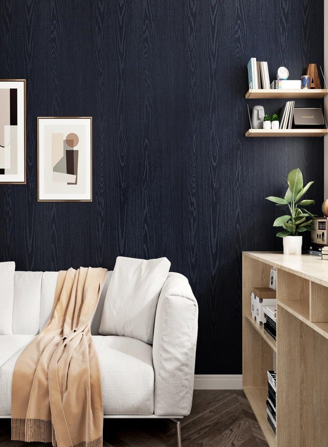 WESTICK 394" x 15.75" Wood Contact Paper Peel and Stick Countertops Wood Wallpaper Textured Navy Blue Wooden Wallpaper Self Adhesive Wood Look Contact Paper for Desk Cabinets RV Accent Wall Vinyl Roll - Image 5
