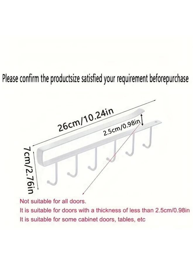 رفرف قبعات أبيض مثبت على الحائط مع 6 خطافات وحدة تخزين متعددة الوظائف لخزانة الباب - Image 3