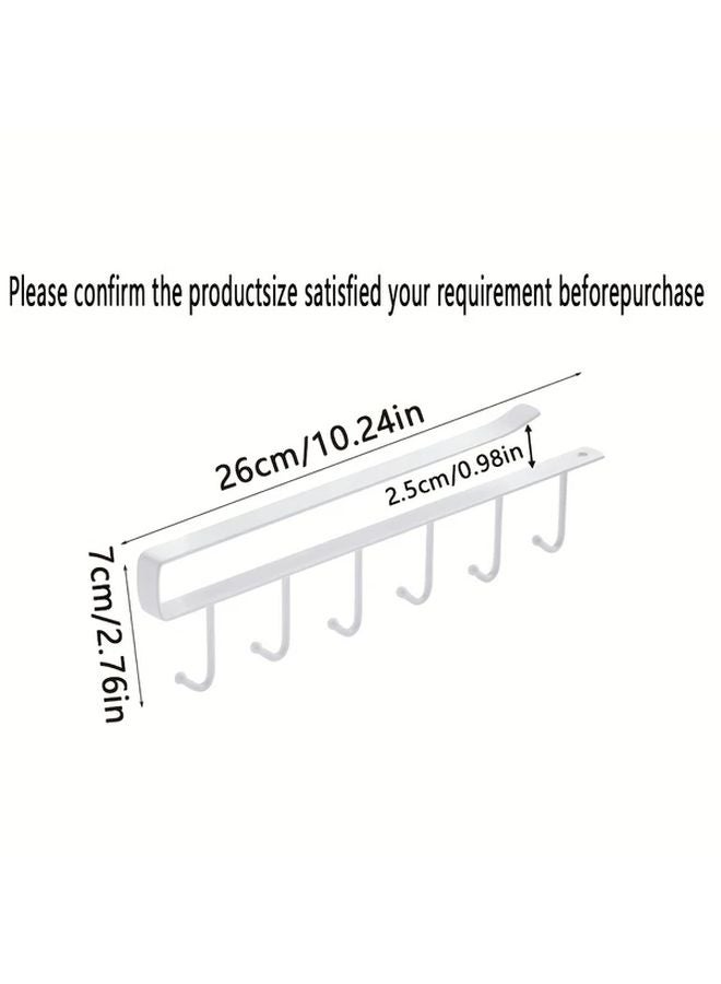 رفرف قبعات أبيض مثبت على الحائط مع 6 خطافات وحدة تخزين متعددة الوظائف لخزانة الباب - Image 1