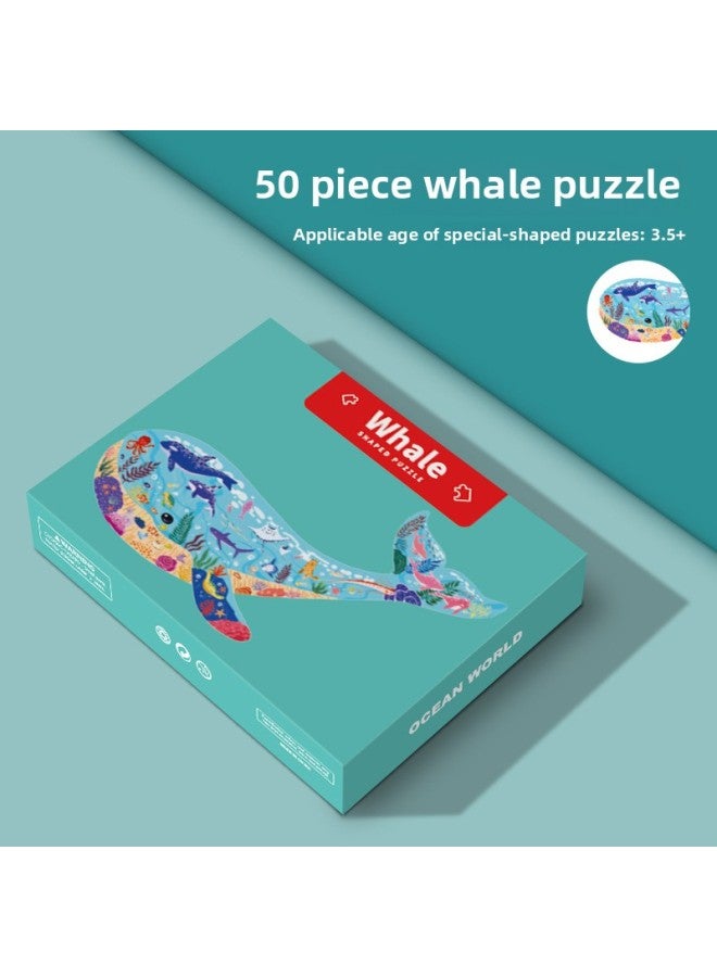 Children's Educational Puzzle Toys Irregular Shapes 3-6 Years Old Early Education Training Class Intelligence Gift For Kids-Color:50 Whale CH-02-001(49*36cm) - Image 1