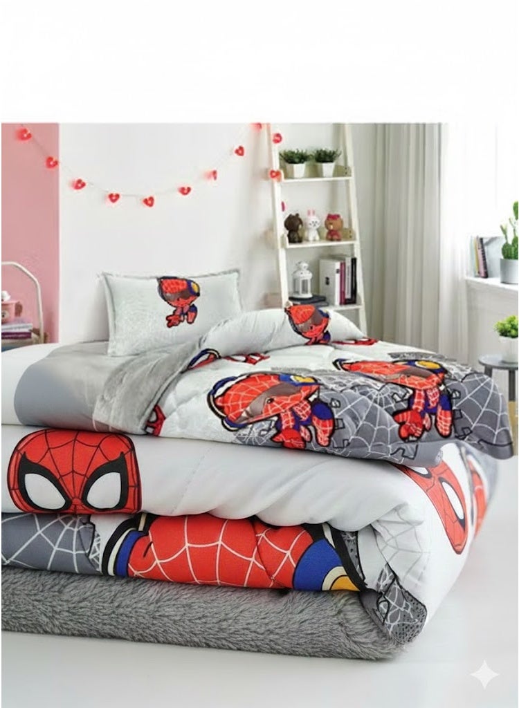 مينجلي مفرش سرير أطفال 3 قطع وجهين فرو ومخمل – ناعم ودافئ – مقاس 170×220 سم - Image 2