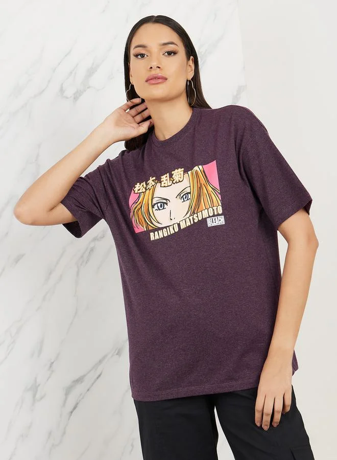 Styli Oversized Anime Print Longline T-shirt