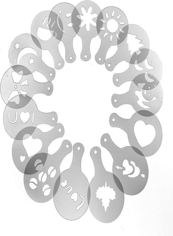Generic Plastic Painting Mold For Coffee Decoration Set Of 16 Pieces - Clear