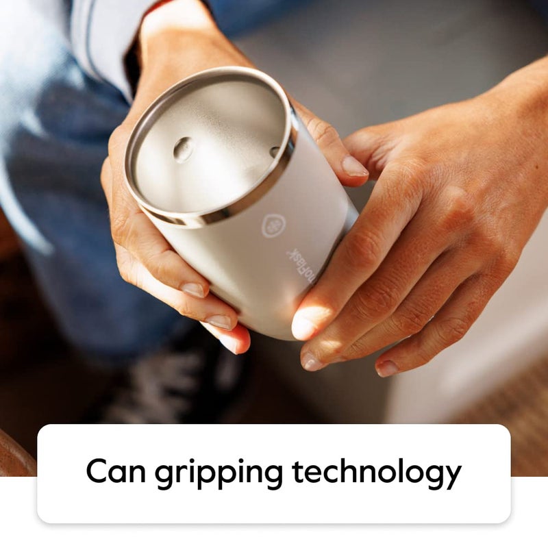 ThermoFlask ترمو فلاسک 2 في 1 كوب مبرد معزول بالفراغ 12 أونصة جودة ممتازة يناسب علب الحجم القياسي مقاوم للتعرق قاعدة غير قابلة للانزلاق ملح وردي - Image 4