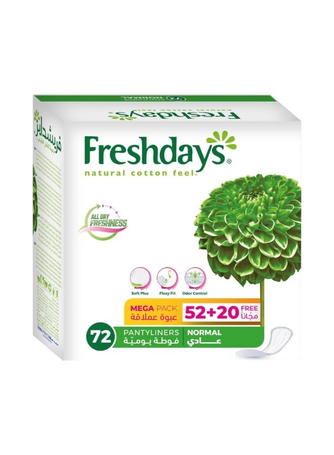 Freshdays Natural Cotton Feel All Day Freshness Normal Pantyliners Mega Pack- 72 Pantyliners