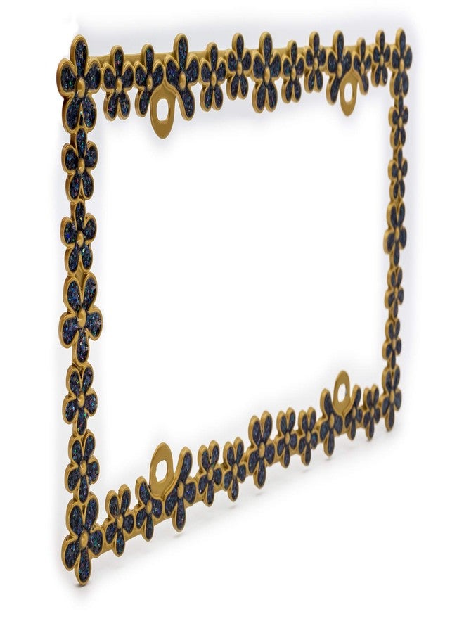 creathome 3D Shining Daisy Wrenth License Plate Frame from Pure Zinc Alloy Metal Perfect Plate Holder,Matt Gold with Black Glitter - Image 4