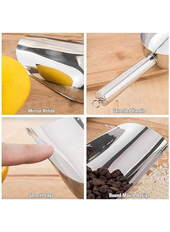 Starthi - Ice Scoop Stainless Steel Ice Scoop For Freezer Popcorn Scoop Ice Machine Maker Candy Scoop Flour Spoon Shovel Ice Cream Scoop Kitchen Scoop For Kitchen Bar Wedding Party Sliver - Image 1