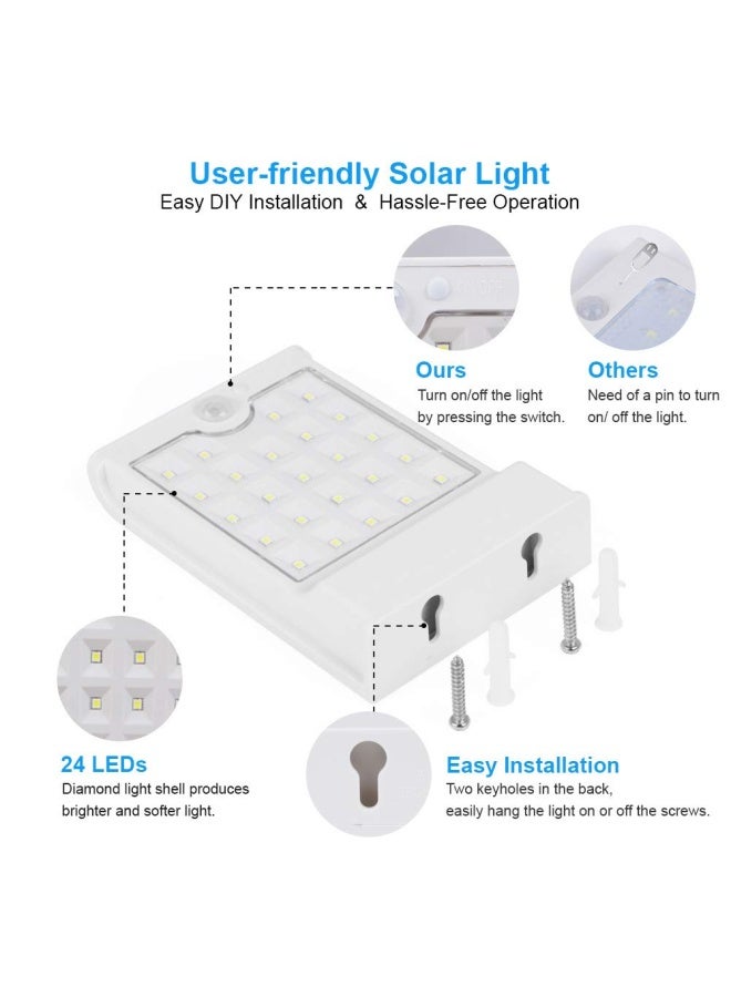 InnoGear Solar Lights Outdoor 24 LEDs Solar Motion Lights Outdoor Waterproof Solar Powered Wall Sconces Motion Sensor Outdoor Lights Solar Flood Light for Yard Porch Patio Pack of 4 - Image 4