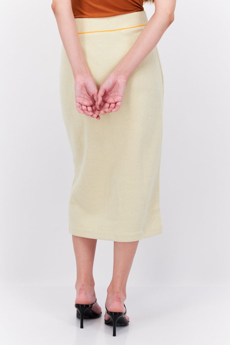 ESPRIT Women Knitted Pull On Midi Skirt, Beige - Image 3