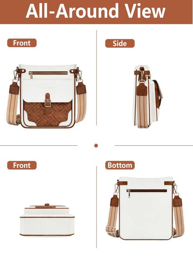Sunpour Large Crossbody Bags for Women,RFID Blocking Multi-Pocket Crossbody Purses,Structured Vegan Leather Shoulder Bag (Beige&Brown, Large) - Image 3