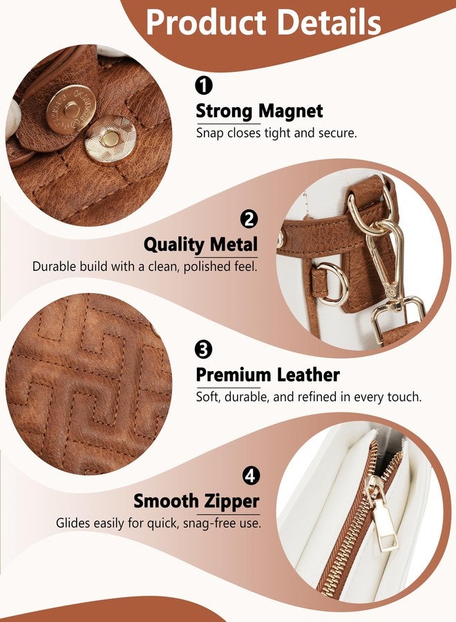 Sunpour Large Crossbody Bags for Women,RFID Blocking Multi-Pocket Crossbody Purses,Structured Vegan Leather Shoulder Bag (Beige&Brown, Large) - Image 4