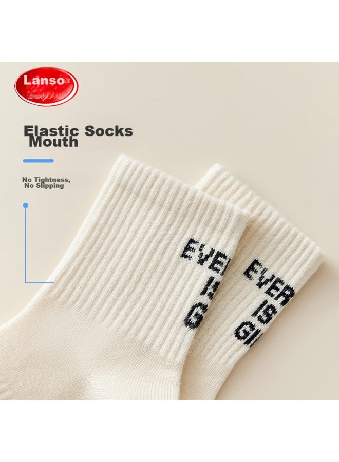 LANG SHA Langsha Children's Socks, Boys' Mid-calf Cotton Socks For All Seasons, Trendy Sports Socks For Older Children And Teenagers, 5 Pairs Per Pack - Image 4