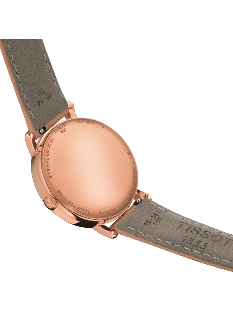 TISSOT Women's Everytime Lady 316L Stainless Steel case with Rose Gold PVD Coating Quartz Watch, Beige, Leather, 16 (T1432103601100), Beige - Image 4
