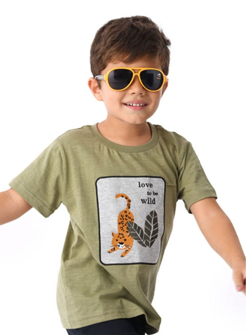 Urbasy Kids boys Printed Round Neck T-shirt - Olive - Image 2