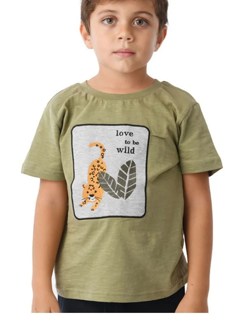 URBASY Urbasy Kids boys Printed Round Neck T-shirt - Olive