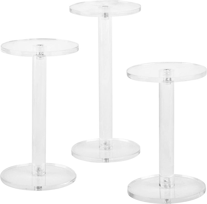 Indian Decor 22237 Showcase Your Jewelry and Watches in Style with Set of 3 Clear Round Acrylic Pedestal Riser Stands Elevate Your Display with Elegance - Image 5