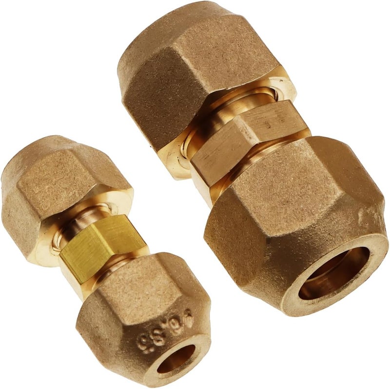 METER STAR Air Conditioning Copper Pipe Extension -1/4" and 1/2" Flare Nut, Joint Double Connector, Intermediate Connection Head, Free Welding, Fits 1/4" and 1/2" Diameter Tubes - Image 1