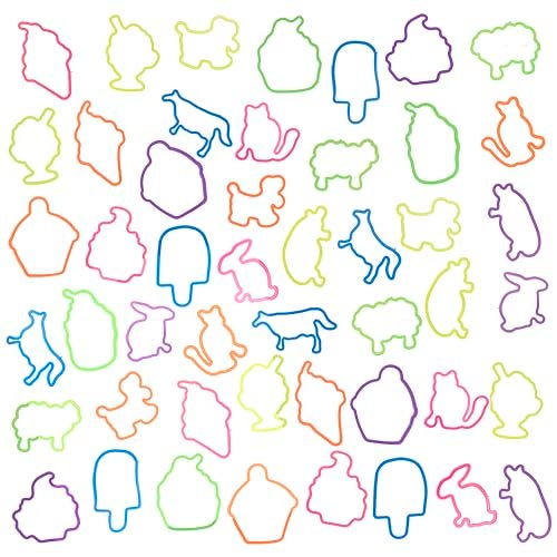Expressions 48pc Shaped Gummie Bracelets Bulk Pack Bright Colored Shaped Rubberband Bracelets Bracelet Rubber Bands Kit Rubber Bracelets For Kids Kids Party Favors Colored Rubber Bands - Image 1