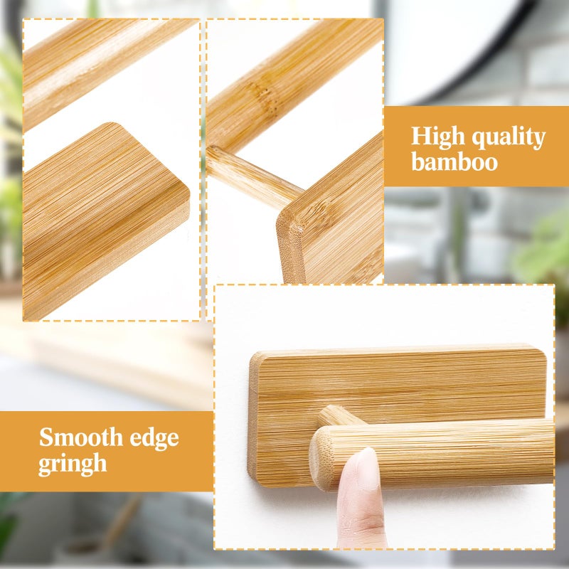 Maxcheck Maxcheck 2 Pcs Bamboo Toilet Paper Holder Wall Mounted Bathroom Towel Holder Wood Towel Rack Toilet Paper Holder and Towel Holder Set Wood Towel Bar Towel Hanger for Kitchen Living Room Bedroom  - Image 2