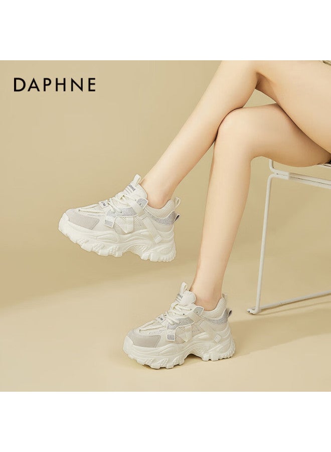 Daphne Women's Chunky Sneakers Platform Casual Shoes Comfortable Sports Shoes Travel Shoes Beige Size 37 - Image 4