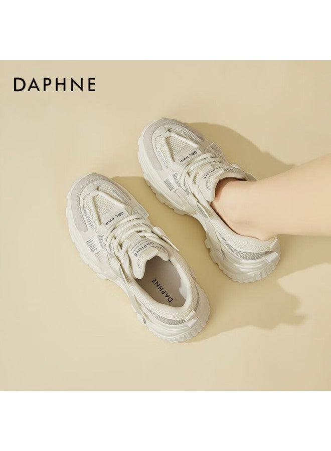 Daphne Women's Chunky Sneakers Platform Casual Shoes Comfortable Sports Shoes Travel Shoes Beige Size 37 - Image 5