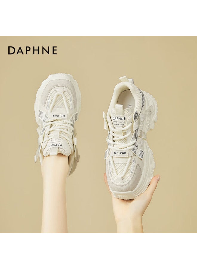 Daphne Women's Chunky Sneakers Platform Casual Shoes Comfortable Sports Shoes Travel Shoes Beige Size 37 - Image 1