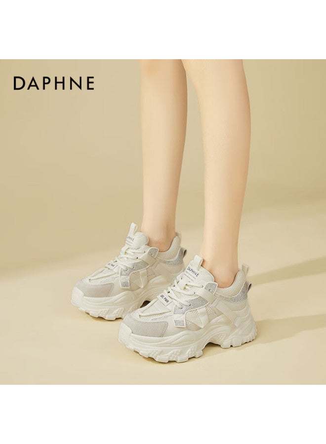 Daphne Women's Chunky Sneakers Platform Casual Shoes Comfortable Sports Shoes Travel Shoes Beige Size 37 - Image 3