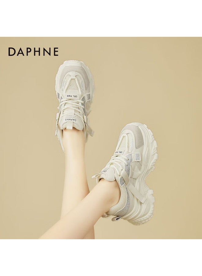 Daphne Women's Chunky Sneakers Platform Casual Shoes Comfortable Sports Shoes Travel Shoes Beige Size 37 - Image 2
