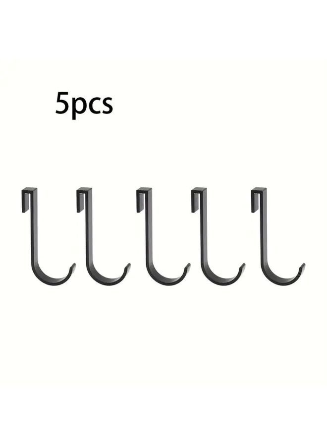 5 PCS Black Metal Clip On Shelving Hooks Screw Free Kitchen Wall Storage - Image 1