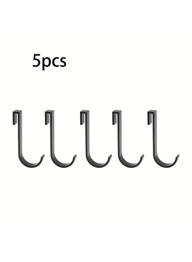 5 PCS Black Metal Clip On Shelving Hooks Screw Free Kitchen Wall Storage - Image 2