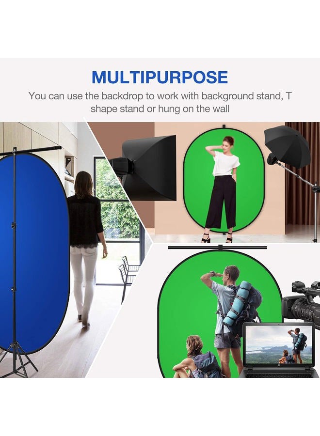 Yesker Chromakey Green Screen Chromakey Blue Screen 5ft x 6.5ft 2-in-1 Collapsible Backdrop Reversible Background Panel Photo Video Studio Chroma-Key Blue/Green - Image 3