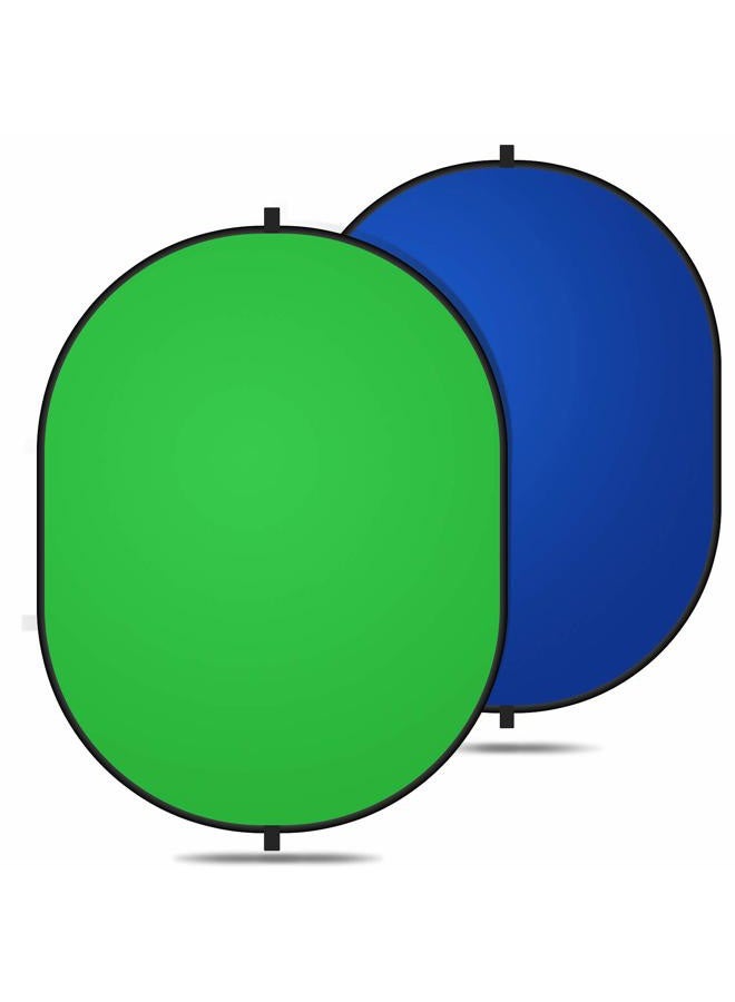 Yesker Chromakey Green Screen Chromakey Blue Screen 5ft x 6.5ft 2-in-1 Collapsible Backdrop Reversible Background Panel Photo Video Studio Chroma-Key Blue/Green - Image 1