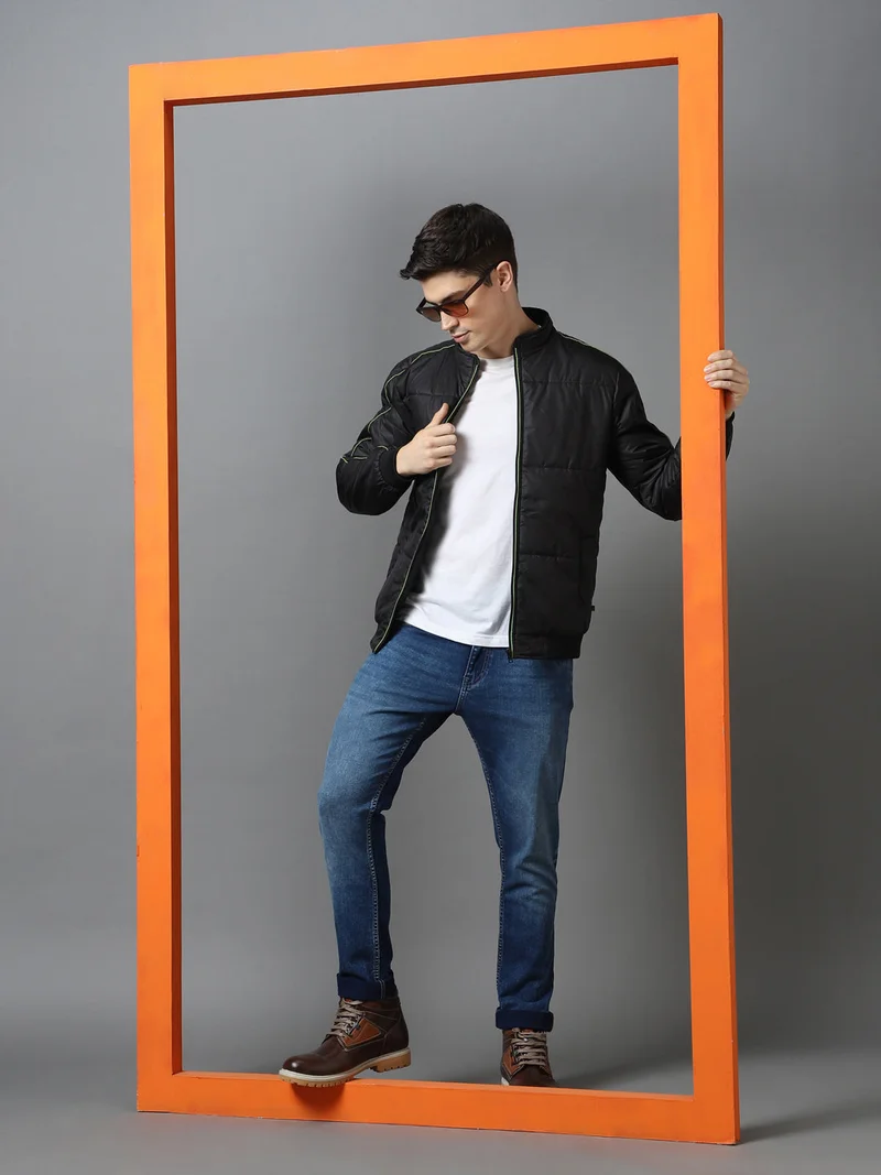 Urbano Fashion Urbano Fashion Men's Black Full Sleeve Zippered Puffer Jacket