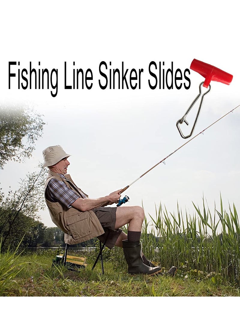 Generic 40 Pcs T-Shaped Fishing Line Sinkers with Duo Lock Snaps - Durable Clips for Sea Fishing, Easy to Use, Red  - Image 4