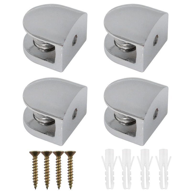CHENJIN 4PCS Adjustable Frameless Rectangle Glass Shelf Holders Support Mirror Bracket Clamps Shelf Clip with Screws and Anchors for 38mm Glass Acrylic Wood