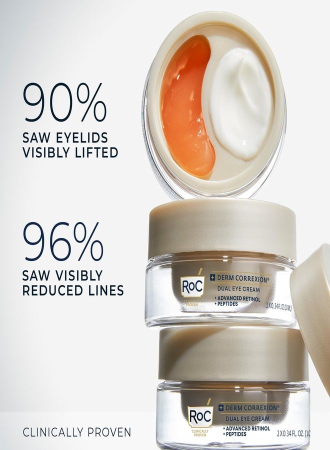 RoC كريم العين المزدوج من روك ديرم كوركشن مع ريتينول متقدم + ببتيدات للعيون المنتفخة والهالات السوداء، (0.68 أونصة) مع عبوة كريم العين بالريتينول - Image 3
