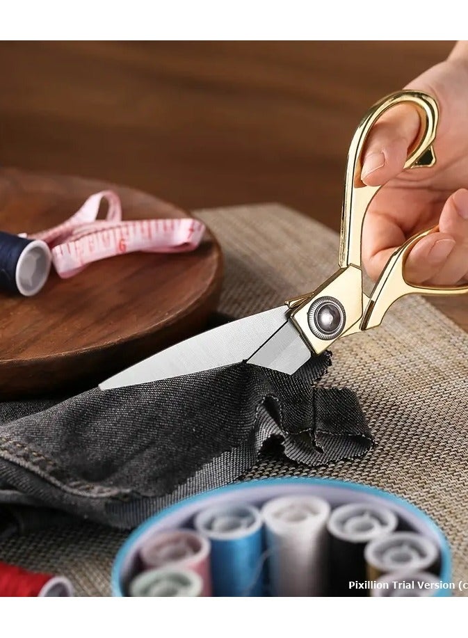 سيلكا مقص خياطة الأقمشة المحترفة بطول 20.32 سم من الفولاذ المقاوم للصدأ عالي الجودة للخياطة والتصميم والملابس ذهبي - Image 4